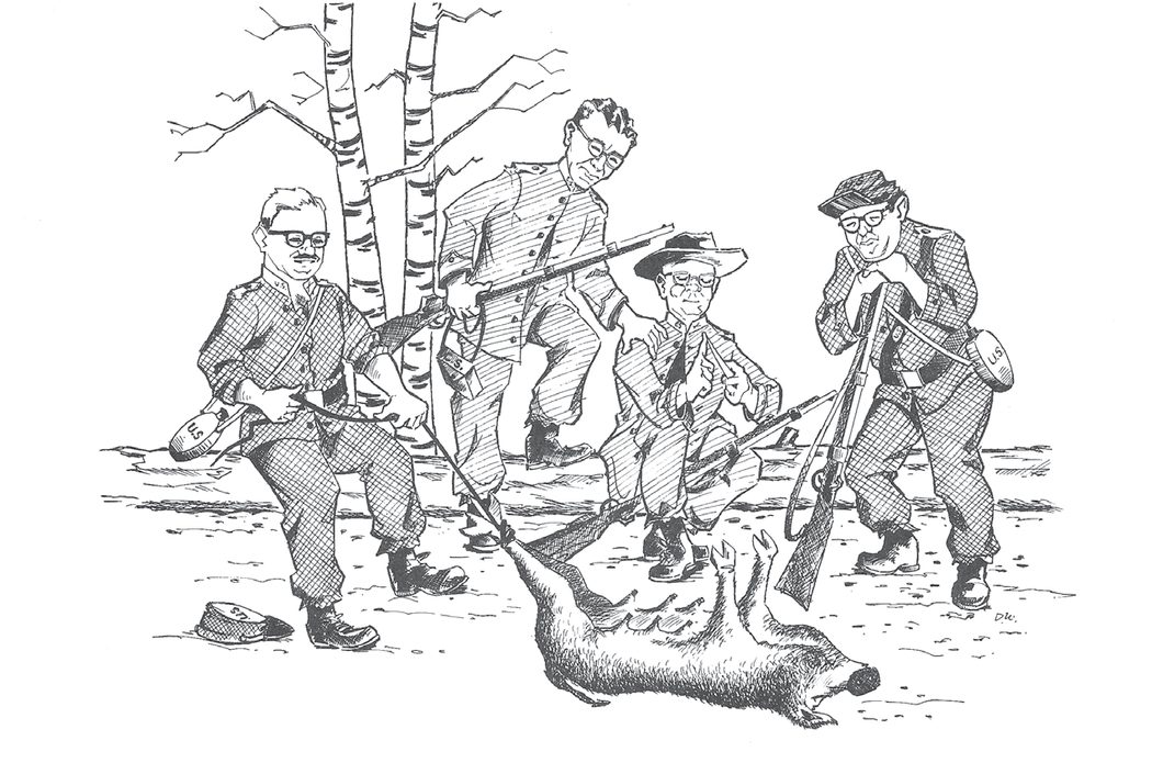 Illustrated in McCowat-Mercer’s card are four followers of Bedford Forrest. Bell Wiley is second from the left.