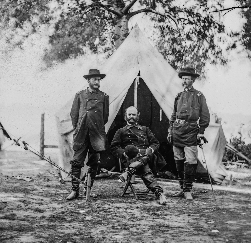Gen. Burnside and staff officers in photo taken two months after Antietam.