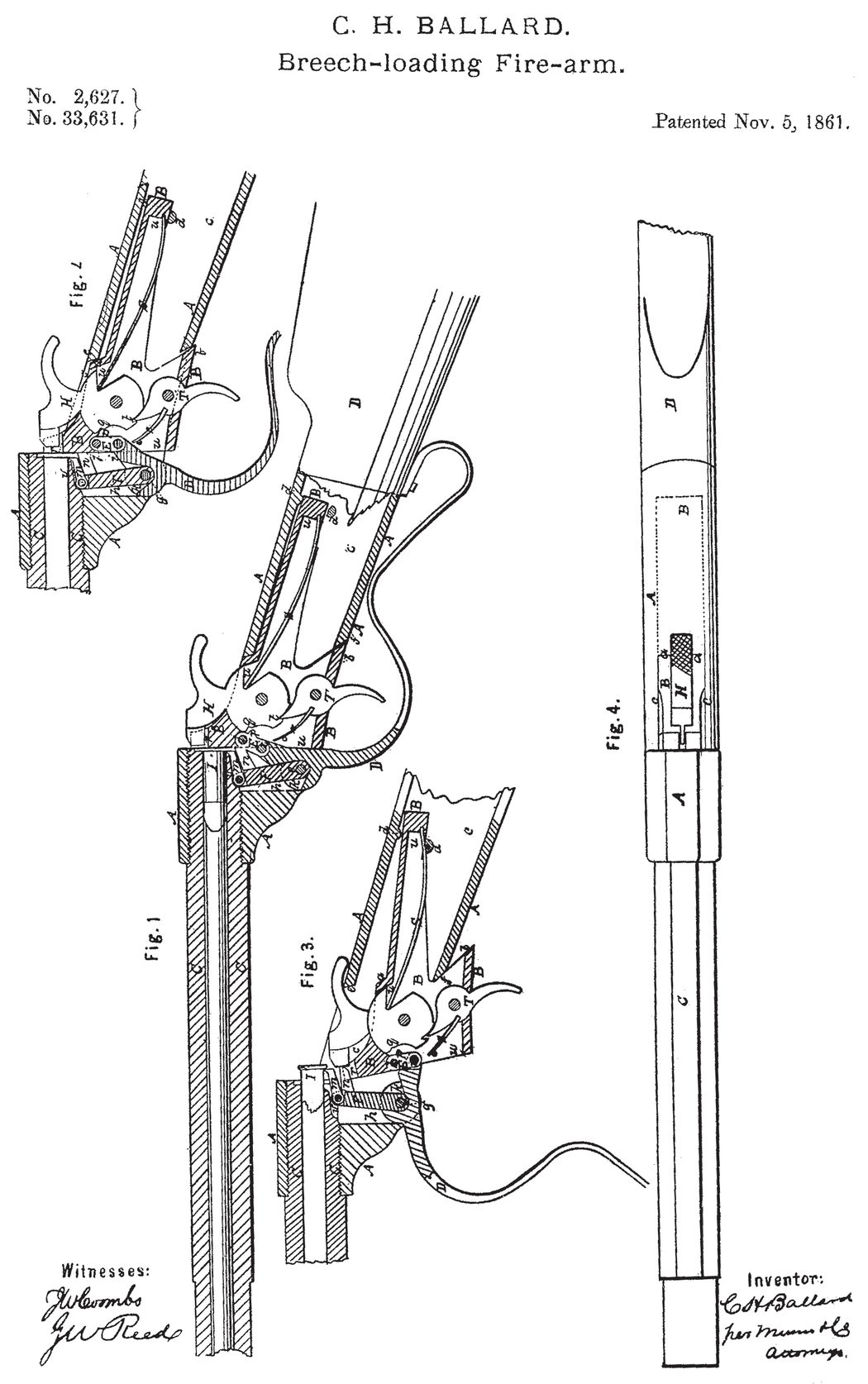 Charles H. Ballard’s U.S. Patent No. 33,631 for his breech-loading fire-arm.