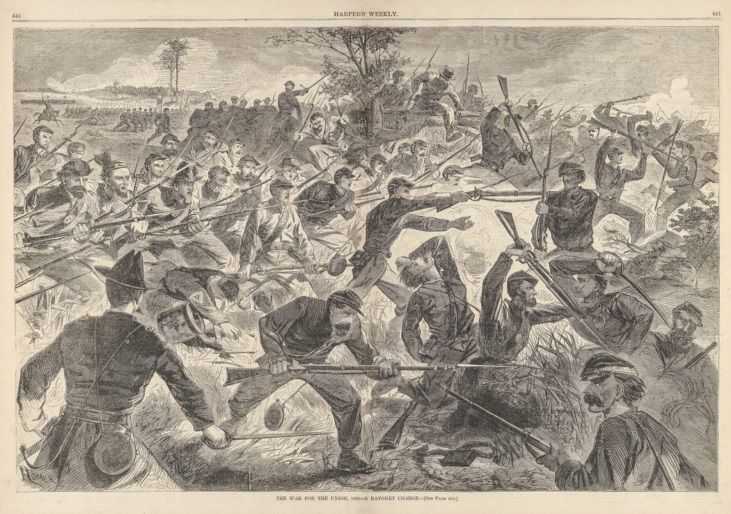 The War for the Union, 1862 – A Bayonet Charge. (Harper’s Weekly, Vol. VII, July 12, 1862)