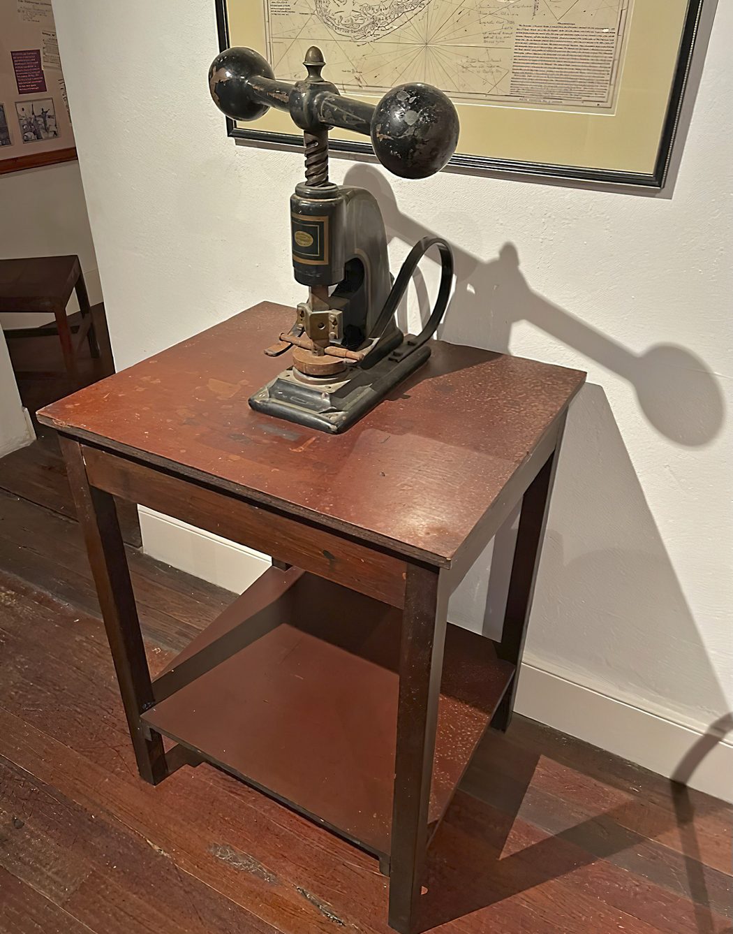 Replica of press on display at Globe Hotel Museum (Bermuda National Trust Collection)
