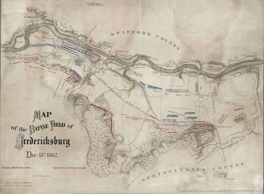 Map of the battle field of Fredericksburg, Dec. 13, 1862. (Library of Congress)