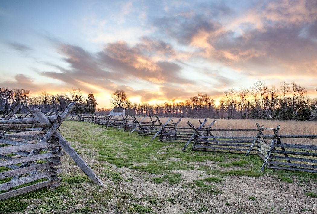 The sun sets on the Gaines’ Mill Battlefield outside Richmond, Va. Photo by Buddy Secor.