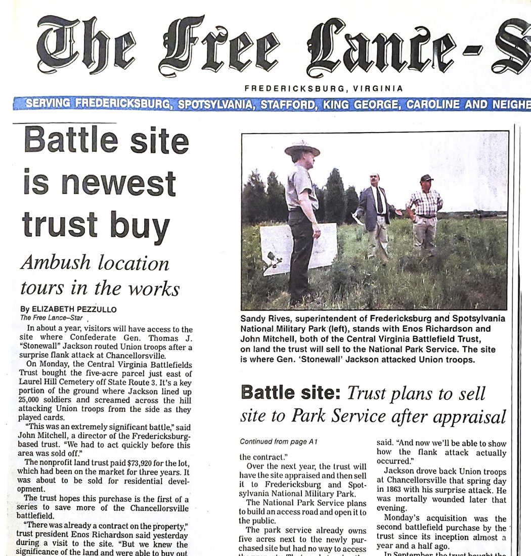 CVBT purchases “Jackson Flank Attack.” (Free Lance-Star)