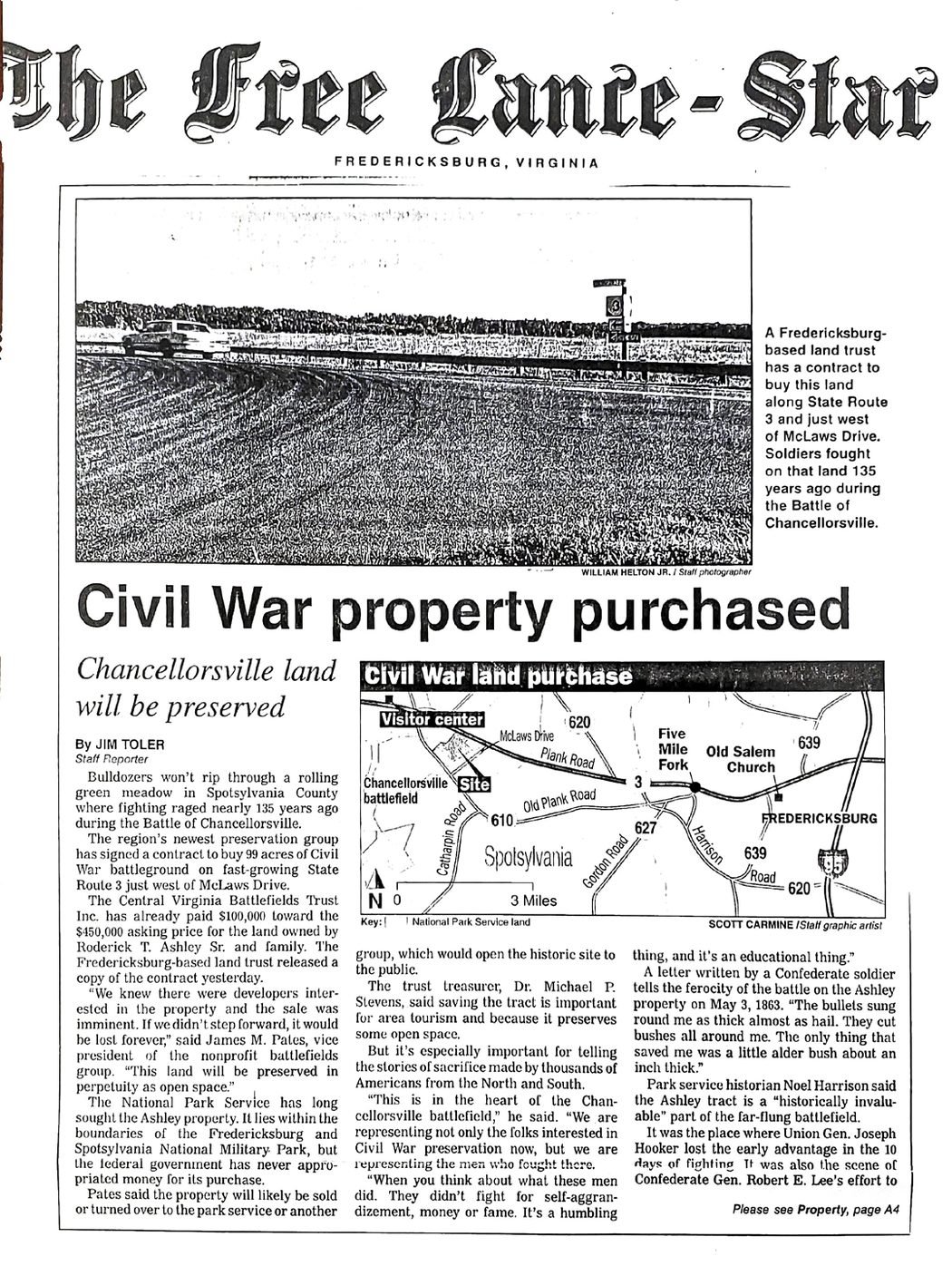 Another early save, McLaws Wedge 1997. (Free Lance-Star)