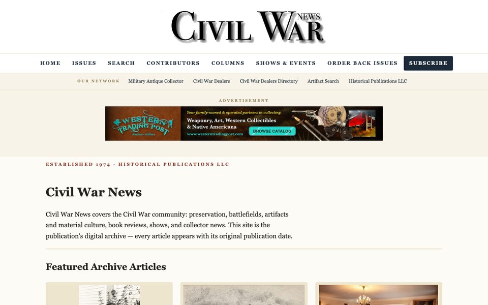 CivilWarNews.com home page