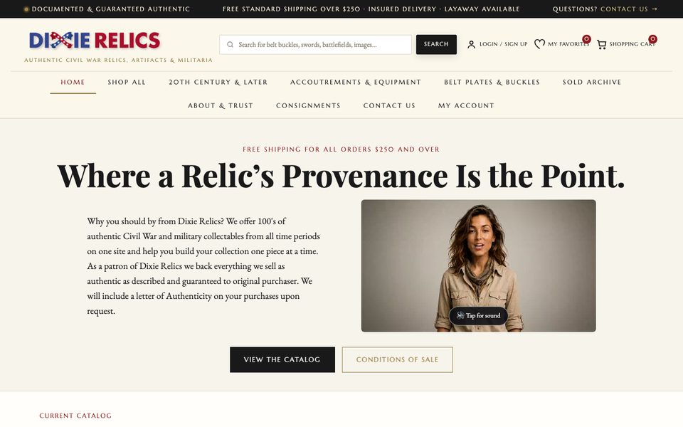 DixieRelics.com home page