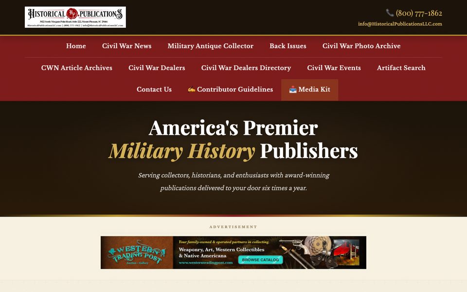 HistoricalPublicationsLLC.com home page