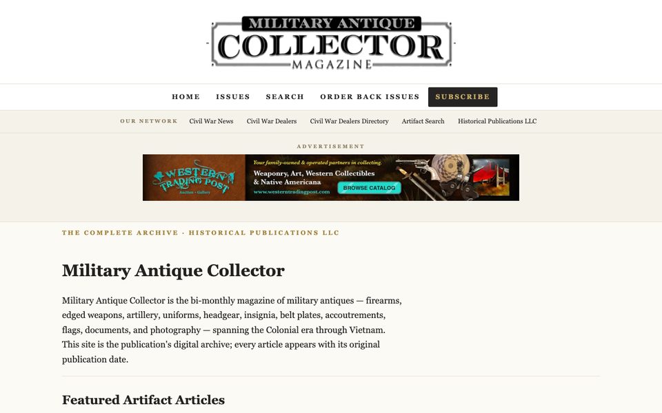 MilitaryAntiqueCollector.com home page